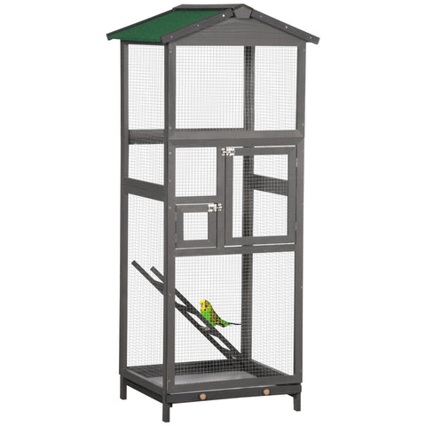 Rootz Bird Cage Solid Wood - Aviary - Outdoor Cage - Spacious Interior - 68cm x 63cm x 165cm
