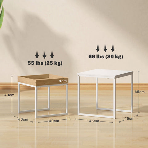 Rootz Modern Coffee Table Set of 2 - Sofa Table Set - Living Room Tables - Durable MDF & Metal - 45x45x45cm (Large), 40x40x40cm (Small)