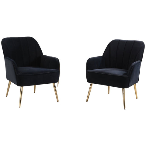 Rootz 2 Piece Velvet Leisure Seats - Lounge Chairs - Relaxation Chairs - Ergonomic Comfort - 64L x 72.8W x 77.9H cm