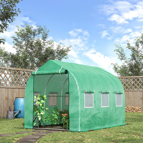 Rootz Garden High-Rise Tunnel Greenhouse - Plant Shelter - PE Tissue Greenhouse - Adjustable Ventilation - 2.95m x 1.95m x 1.96m
