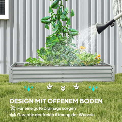 Rootz Steel Raised Garden Bed - Weather-Resistant Planter - Galvanized Steel - Anti-Cut Safe Edge - 180cm x 90cm x 30cm