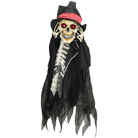 Rootz Halloween-decoratie Spookskelet - Spookachtig skelet - LED-ogen - Verstelbare armen - Bewegingsgeactiveerd draaien - Huilende geluidseffecten - 60 cm x 16 cm x 100 cm