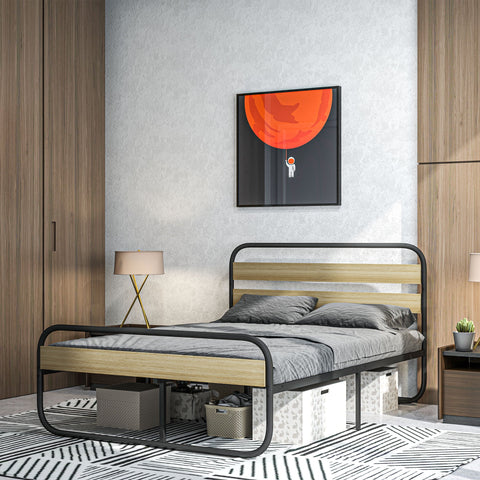 Rootz Double Bed Frame - Industrial Style - Modern Bed Frame - Stable Sleep - 142cm x 196cm x 100cm