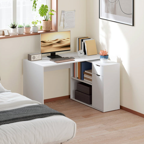 Rootz Flexible Desk - Home Office Desk - Convertible Table - Multi-Storage - 120cm x 96cm x 75cm