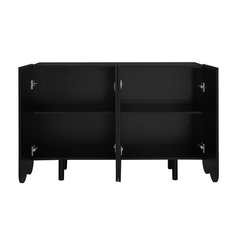 Rootz Sideboard with Teardrop Carving - Molded Doors - Buffer Hinge - Quiet Operation - 120x37.5x80.8 cm - Black