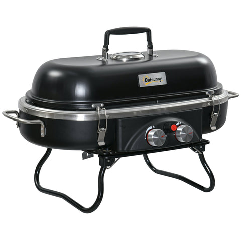 Rootz Portable Gas Grill - Foldable BBQ - Garden Grill - Compact & Easy Cleaning - 66cm x 34.5cm x 37cm