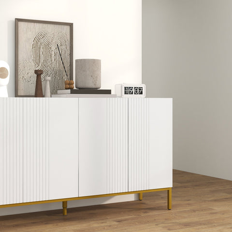 Rootz Buffet Contemporary Cabinet - Storage Furniture - Dining Room Sideboard - Height-Adjustable Shelves - 140cm x 40cm x 75cm