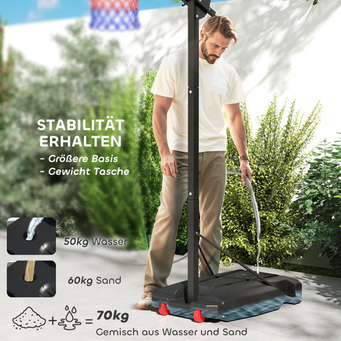 Rootz Children's Basketball Basket - Outdoor Basketball Hoop - Adjustable Kids Basket - Height Growth Feature - 90cm x 60cm x 14cm Base