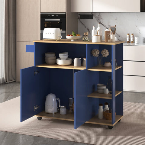 Rootz Kitchen Cart - Modern Kitchen Trolley - Rolling Island - High Quality MDF - 105L x 38W x 89.5H cm - Flexible Mobility & Stylish Storage