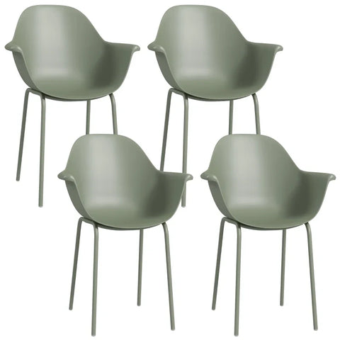 Rootz Set Of 4 Garden Chairs - Outdoor Chairs - Modern Design - Garden Furniture - Garden Dining Chairs - Green - 59 cm x 55 cm x 84 cm