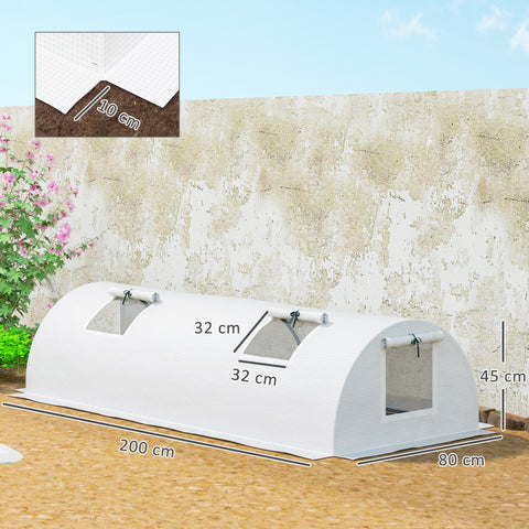 Rootz Foil Greenhouse - Mini Tunnel Greenhouse - UV-Resistant Plant Shelter - Protects Plants - 200cm x 80cm x 45cm