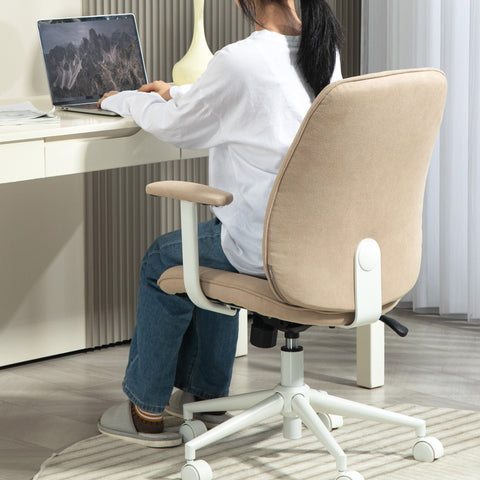 Rootz Ergonomic Office Chair - Desk Chair - Swivel Chair - Height Adjustable, 360° Rotation, Brown Linen - 64cm x 66cm x 88-97.5cm