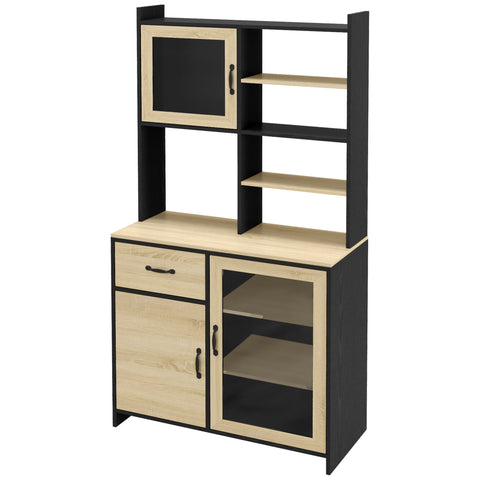 Rootz High Kitchen Cabinet Buffet - Pantry Cupboard - Storage Shelf - Extra Storage - 90.3cm x 39.3cm x 177.2cm