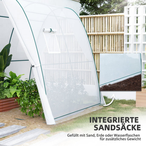 Rootz Arched Greenhouse - Plant Nursery - Gardening Shelter - Weather Protection - 1.8 x 1.8 x 2 m - White