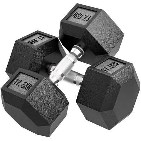 Rootz 35kg Dumbbell Set - Free Weights - Gym Equipment - Anti-Slip Handle - Safe Rubber - 16.2cm x 11cm x 34.6cm