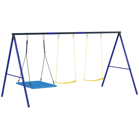 Rootz Swicken 3-Child Swing Set - Outdoor Playset - Garden Swings - Durable Steel Frame - 365cm x 180cm x 184cm