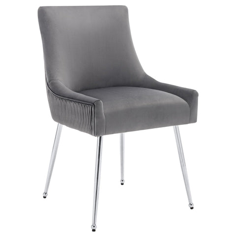 Rootz Gray Velvet Dining Chair - Modern Seating - Elegant Chairs - High Comfort Foam - 54L x 57.5W x 86.5H cm