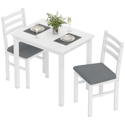 Rootz 3-Part Dining Table Set - Kitchen Set - Compact Room Furniture - Space-Saving - MDF White and Grey - 80cm x 40.5cm x 74.5cm