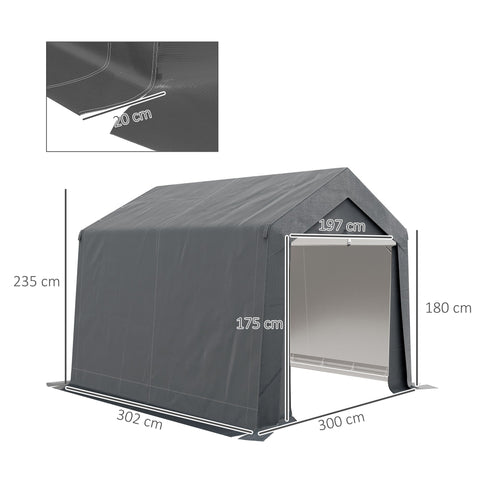 Rootz Garden House Portable Storage - Outdoor Shelter - Weatherproof Shed - UV Protection - 302cm x 300cm x 235cm