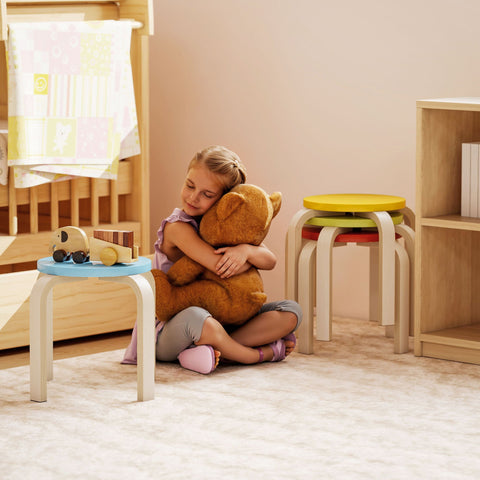 Rootz 4 Stack Set Stools - Colorful Kitchen Chairs - Birch Plywood Seating - Stable & Secure - 36cm x 36cm x 30cm