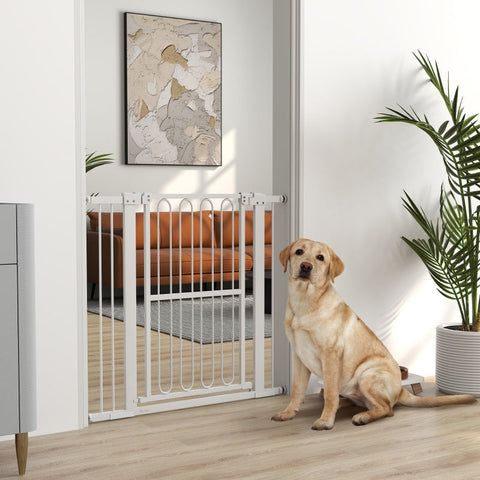 Rootz Adjustable Stair Gate - Pet Gate - Door Grille - Secure Locking - 76-104W x 94H cm