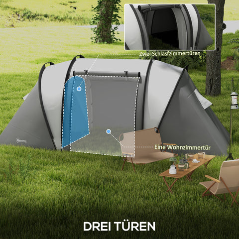 Rootz Camping Tent - Family Tent - Tunnel Tent - Water-Repellent - Easy Transport - 450cm x 220cm x 180cm