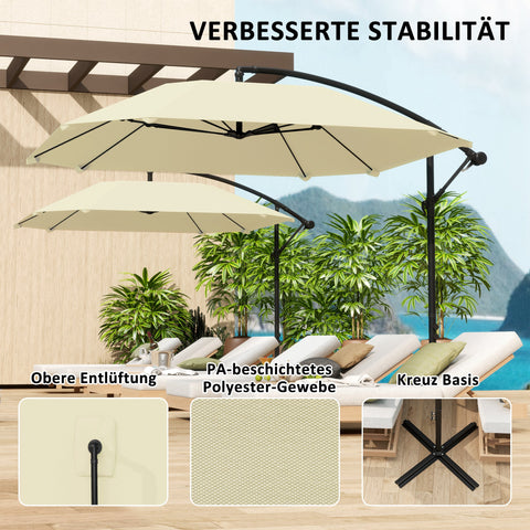 Rootz Traffic Lights Parasol - Patio Umbrella - Outdoor Shade - Waterproof Crank - 304cm x 260cm x 245cm