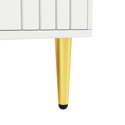 Rootz White Sideboard - Buffet Cabinet - Storage Unit - Elegant Design, Easy Cleaning, MDF, 152cm x 40cm x 75cm