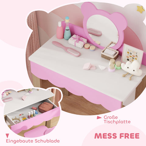 Rootz Children's Hairdressing Set - Vanity Table - Kids Beauty Station - Safe Play - 68cm x 35cm x 86cm