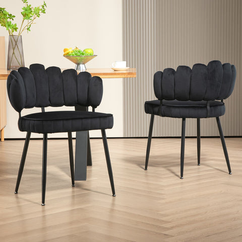 Rootz 2 Piece Set Velvet Dining Chairs - Dining Room Chairs - Office Chairs - Luxurious Comfort - 57.98cm x 56cm x 78cm