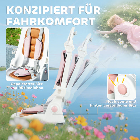 Rootz Children's Drei Bike - Changeable Baby Buggy - Adjustable Tricycle - 5-in-1 Design - Secure Ride - Pink and White - 96.5cm x 49cm x 101cm