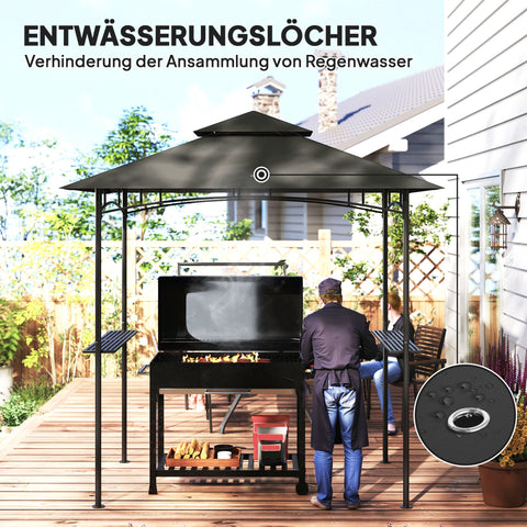 Rootz Grill Pavilion - Outdoor Canopy - BBQ Shelter - Flame-retardant & Water-repellent - 240cm x 150cm x 258cm