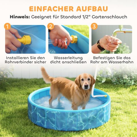 Rootz Foldable Dog Pool - Paddling Pool - Pet Swimming Pool - Scratch-Resistant - Ø120 x 30 cm - Blue