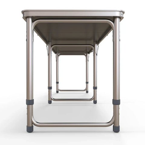 Rootz Camping Table - Folding - Lightweight Height - Adjustable Aluminum Frame - Aluminum - MDF - Black - 240 x 60 x 54/62/70cm