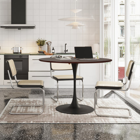 Rootz Modern Round Dining Table - Patchwork Table Plates - Metal Base - Durable & Stylish - 120 cm x 120 cm x 75 cm