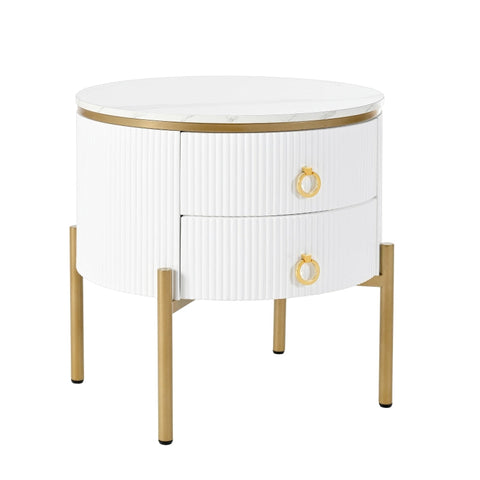 Rootz Elegant Side Table - Coffee Table - Accent Table - Luxury Marble Surface - 50L x 50W x 51H cm