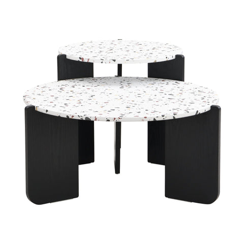 Rootz Modern Set of 2 Coffee Tables - Stylish Tables - Artistic Pattern Tables - Durable MDF - 70cm x 70cm x 35cm & 50cm x 50cm x 45.5cm
