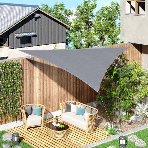 Rootz Awning Sun Canopy - Sun Protection Triangles - Shade Sail - 90% UV Protection - Durable & Weatherproof - Easy to Install - 3 x 3 x 3 m - HDPE Gray