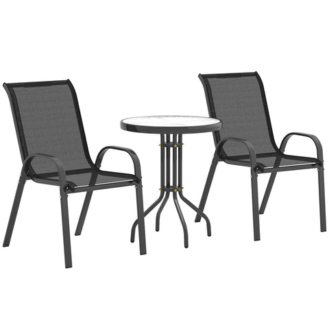 Rootz 3-Part Garden Furniture Set - Outdoor Table - Patio Chairs - Space-Saving - Chairs: 54x71x93cm, Table: Ø60x71cm
