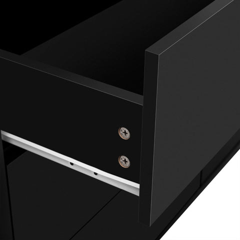 Rootz Black Mirrored Sideboard - Buffet Cabinet - Storage Unit - Crystal Handles - 147.5cm x 40cm x 102cm