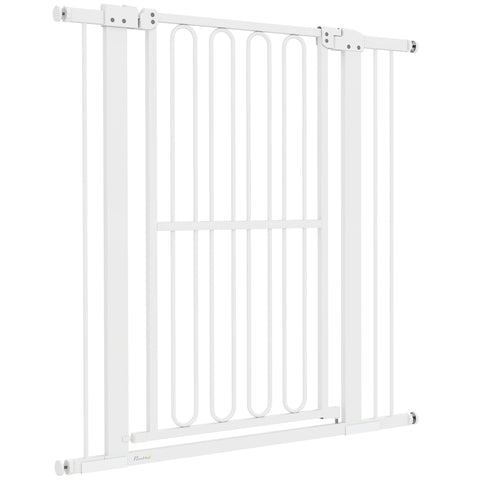 Rootz Dog Door Safety Gate - Pet Barrier - Stair Gate - Adjustable 76-104cm - No Drilling Needed - Double Lock - Swing Doors - 76-104W x 104H cm