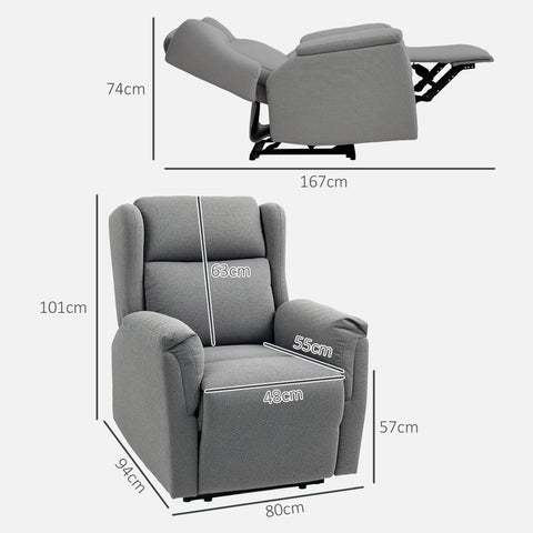 Rootz Adjustable Relaxation Armchair - Upholstery Chair - Recliner Chair - 160° Tilt for Comfort - 80x94x101cm Seated, 80x167x74cm Reclined, Grey