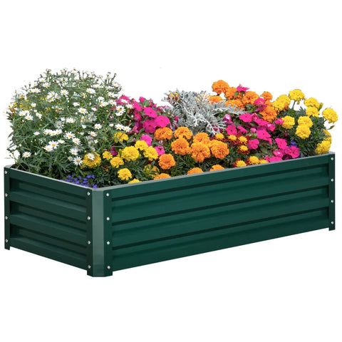 Rootz Raised Bed - Planter - Weather Resistant - Open Bottom - Galvanized Steel - Green - 120cm x 60cm x 30.5cm