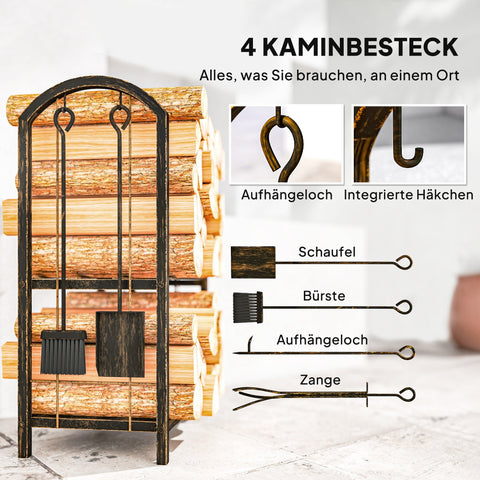 Rootz Firewood Rack Indoor - Log Holder - Wood Storage Shelf - Organizes Tools - Saves Space - 43 x 30 x 74 cm