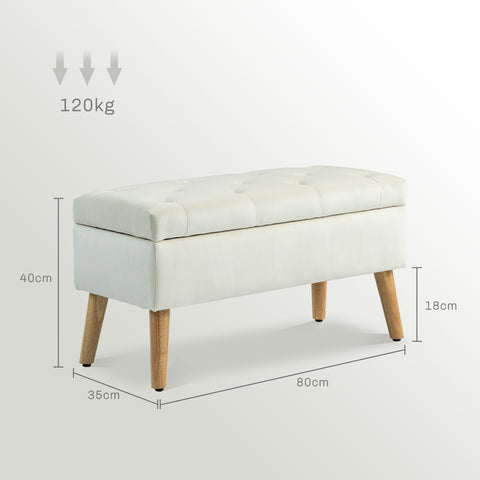 Rootz Storage Bench Chest - Velvety Fabric - Ottoman - 120kg Capacity - Hidden Storage - 80x35x40cm