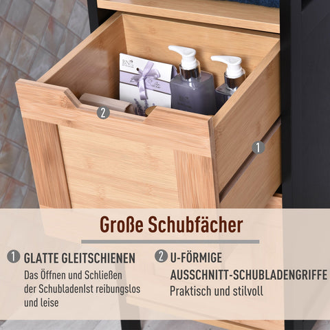 Rootz Bathroom Shelf Cabinet - Kitchen Storage - Bamboo MDF - Compact Organizer - 30 x 30 x 144.3 cm