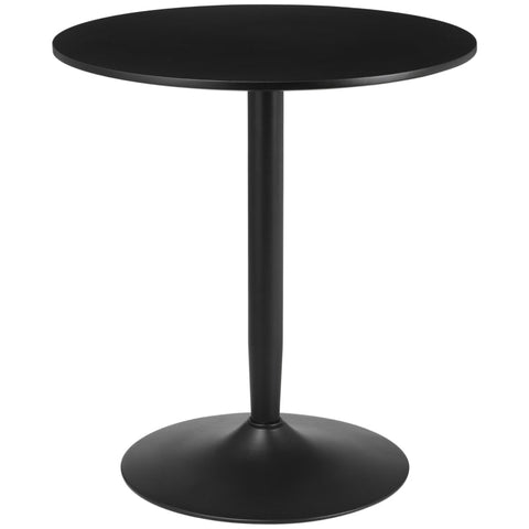 Rootz Ronde Eettafel - Moderne Eetkamertafel met Stalen Onderstel - Antislip Voetkussentje - Ruimtebesparend - Kleine Eettafel - Zwart - 70 x 70 x 75 cm