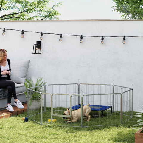 Rootz Pet Enclosure Dog Fence - Pet Playground - Customizable Dog Playpen - Stainless Steel - 160cm x 160cm x 60cm