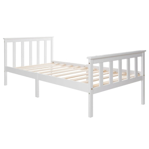 Rootz White Single Bed - Minimalist Bed Frame - Elegant Pine Bed - Durable Design - 208L x 96W x 82H cm