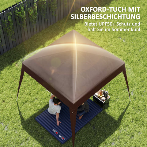 Rootz Pavilion Replacement Roof - Tarpaulin - Tent Cover - UPF50+ Sun Protection - Oxford Fabric - 240cm x 240cm (Top) 300cm x 300cm (Base)